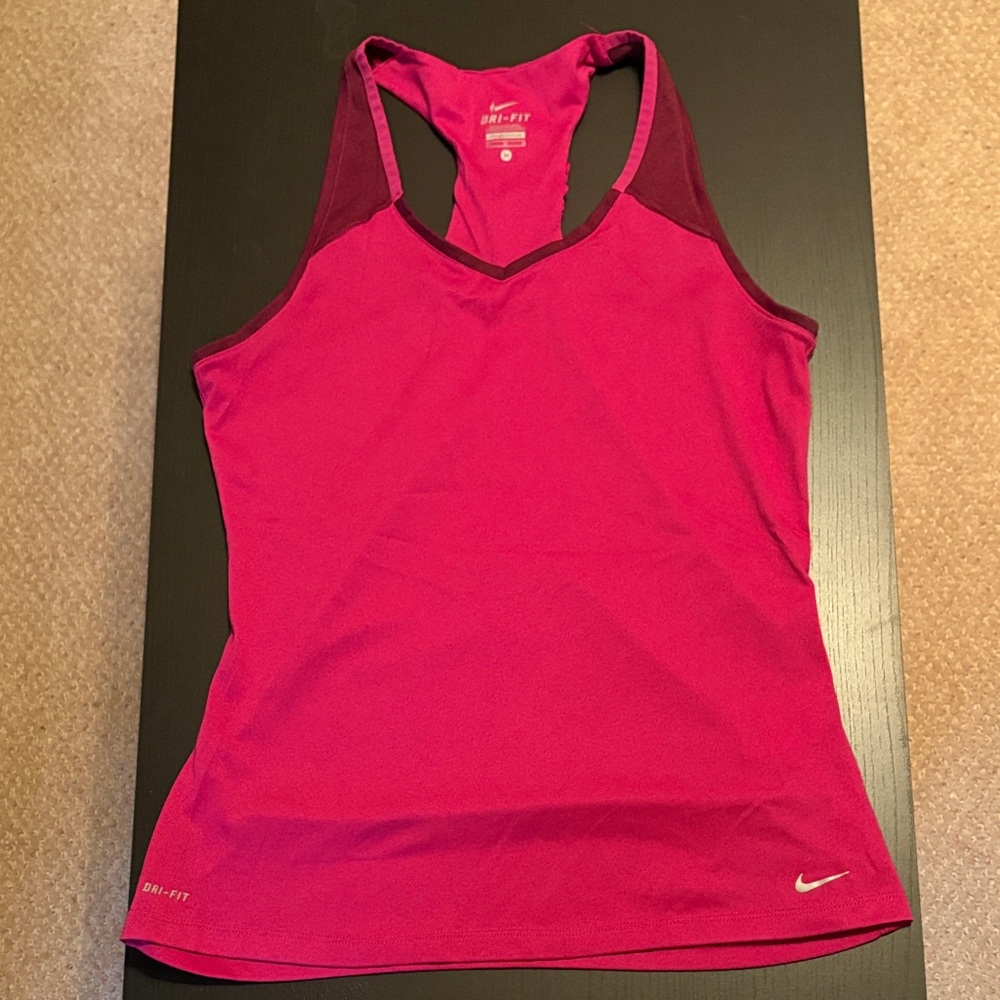 Nike Fuchsia and Burgundy Racerback Tank - Size M